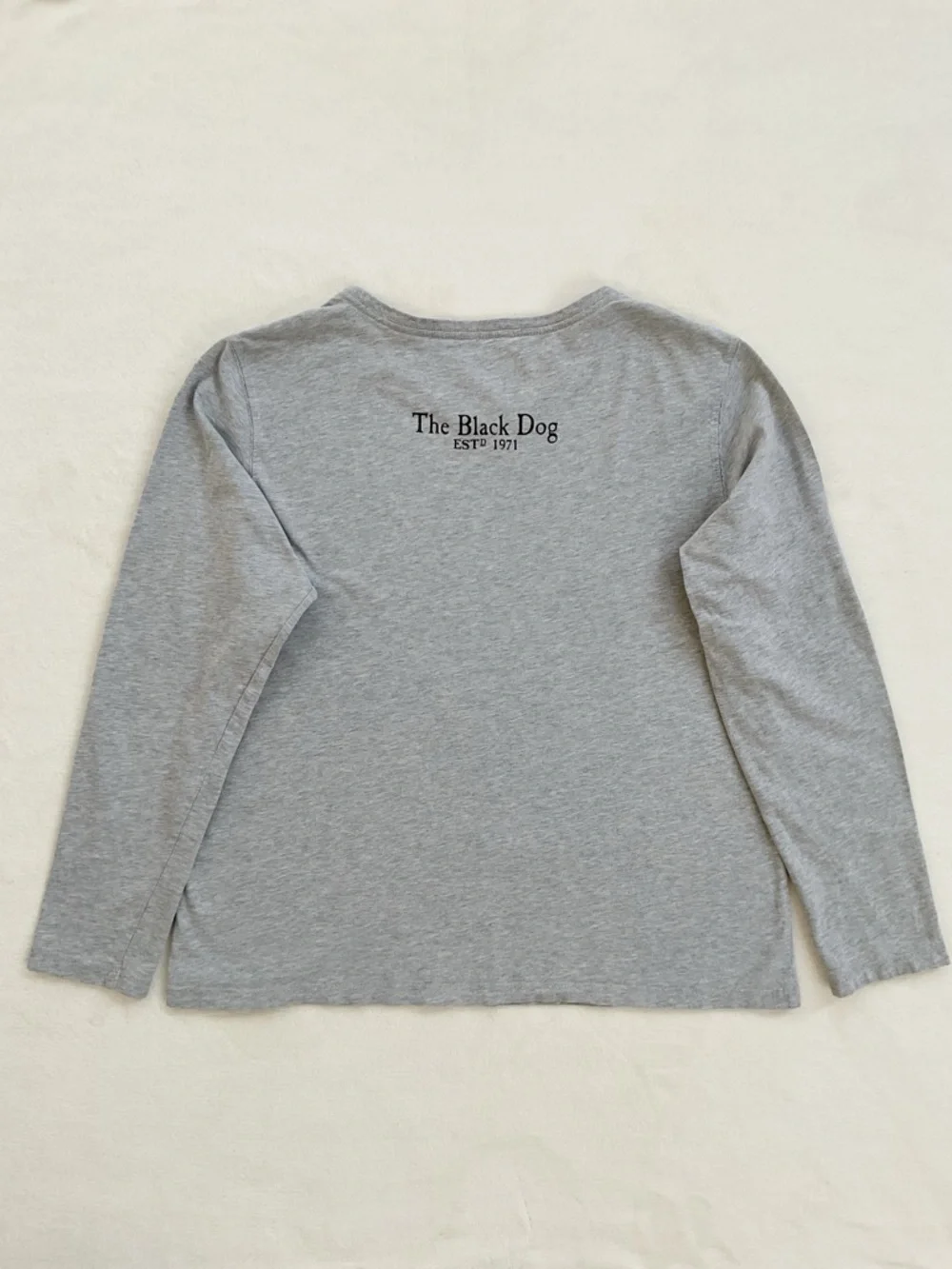The Black Dog Long Sleeve Tee Gray Logo Graphic Shirt Medium Coastal Preppy